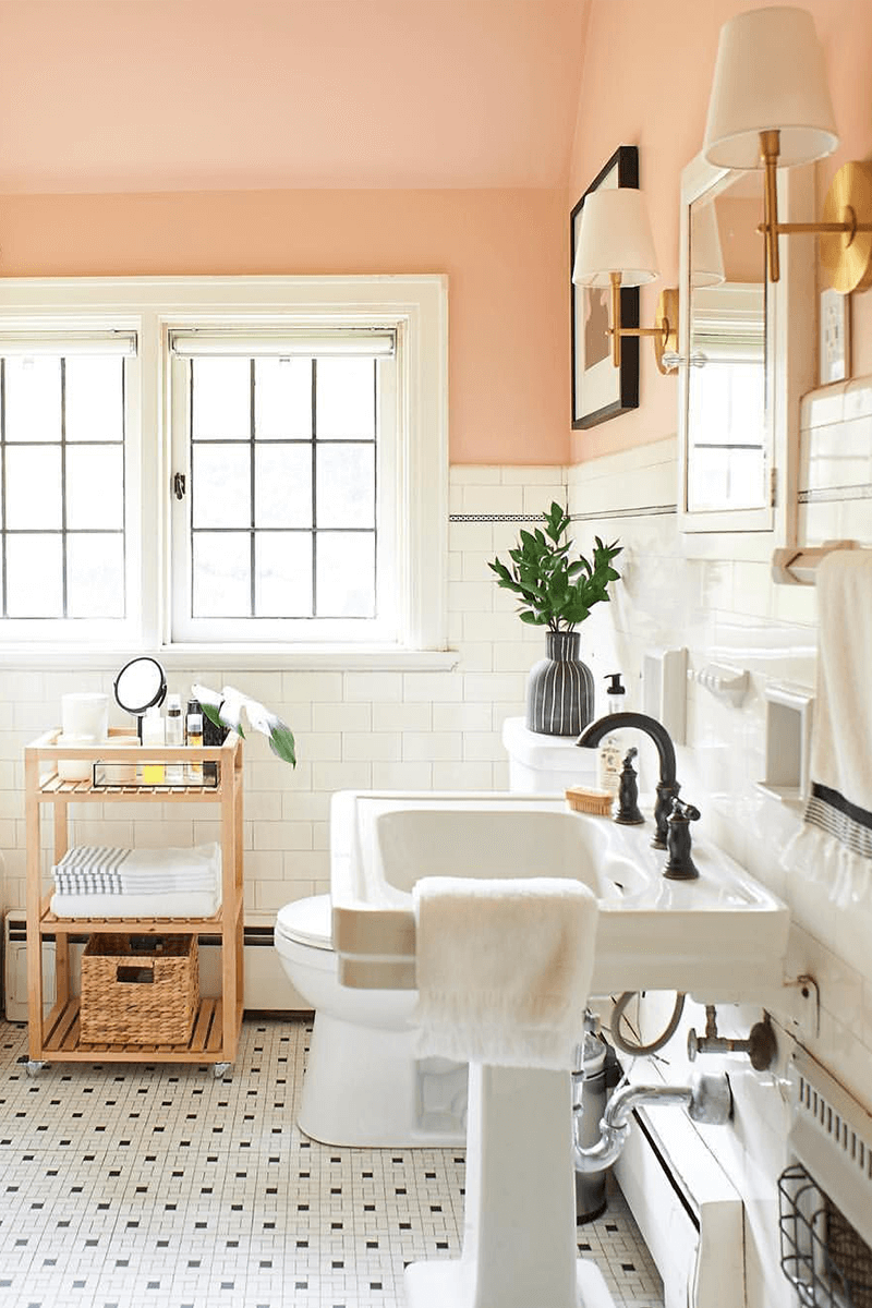 Brighten Up Any Room With A Flattering Peach Paint Color WOW 1 DAY   Peach Powder Room 